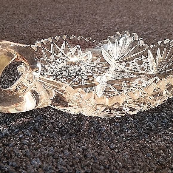 American Brilliant Nappy Cut Glass Dish with Handle 7" Crystal - Picture 9 of 11